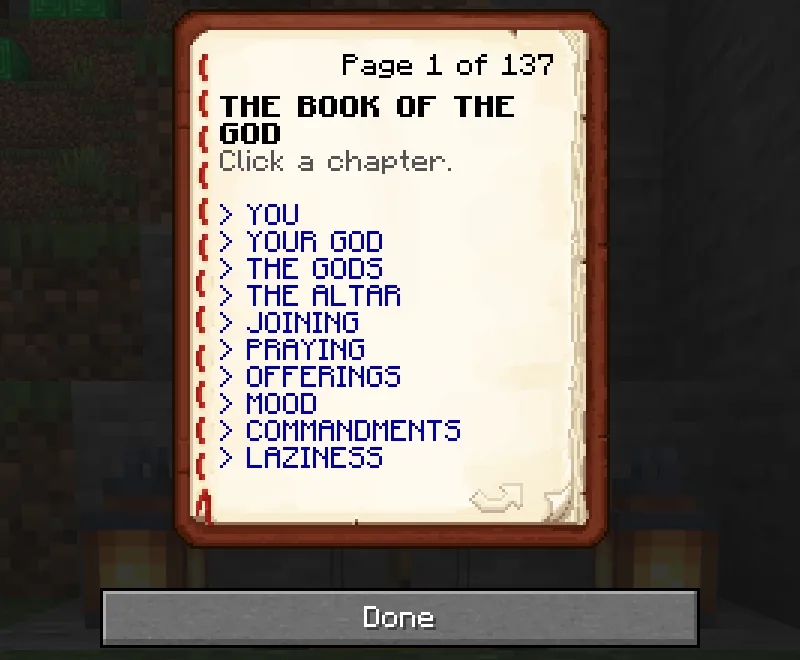 The Book of the God, page 1 of 137, with clickable chapters