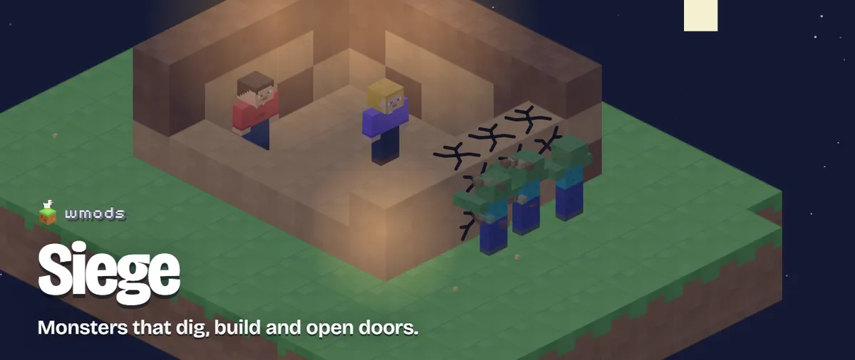 Siege by wmods: zombies digging into a wooden house at night
