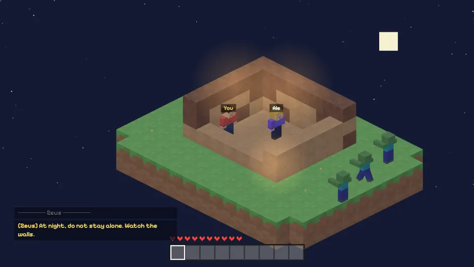 Zombies dig through the wall of a wooden house and step inside