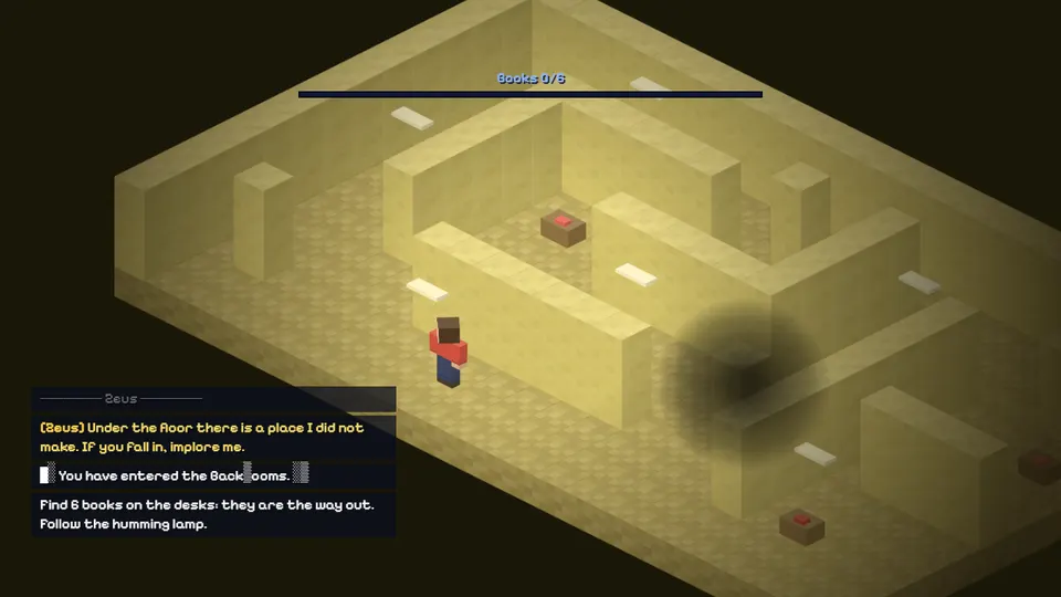 The lamps die one by one while a black figure watches from the end of the corridor