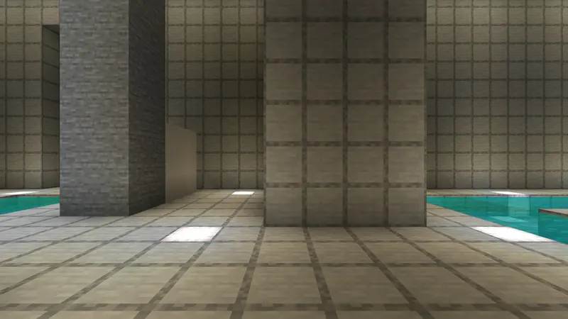 Level 37, The Poolrooms: someone crosses between the pillars, and is gone