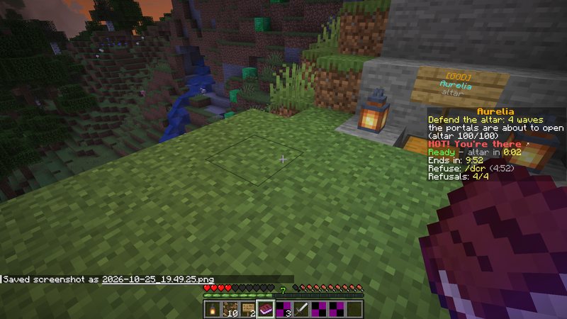 Defend the altar: the mission board on the side of the screen, with the timer and the refusals