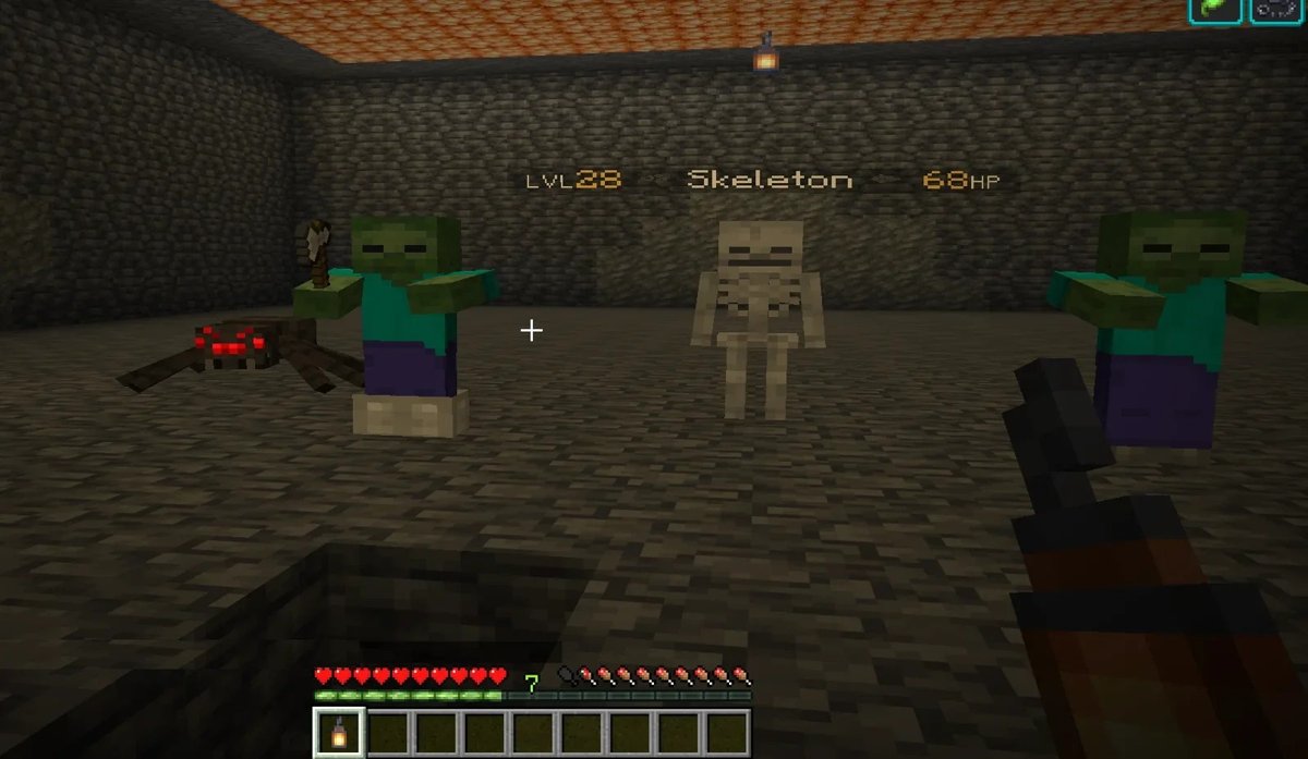 A skeleton at level 28 in a deep mine