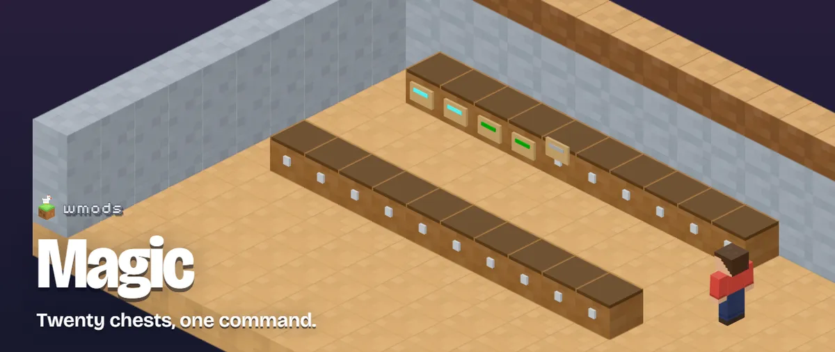 Magic by wmods: two rows of chests, each with a coloured sign