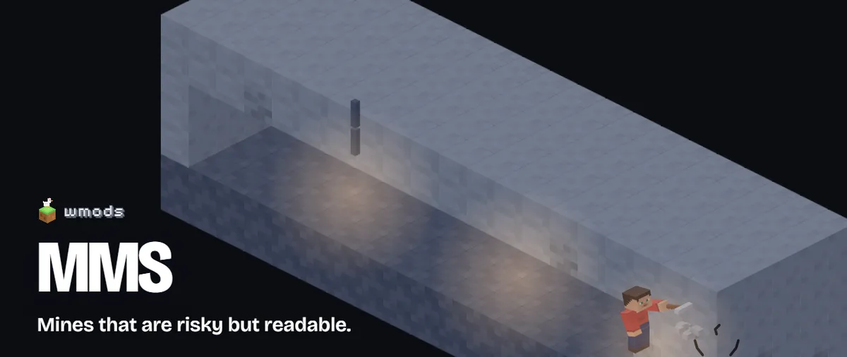MMS by wmods: a miner digging in a torch-lit tunnel