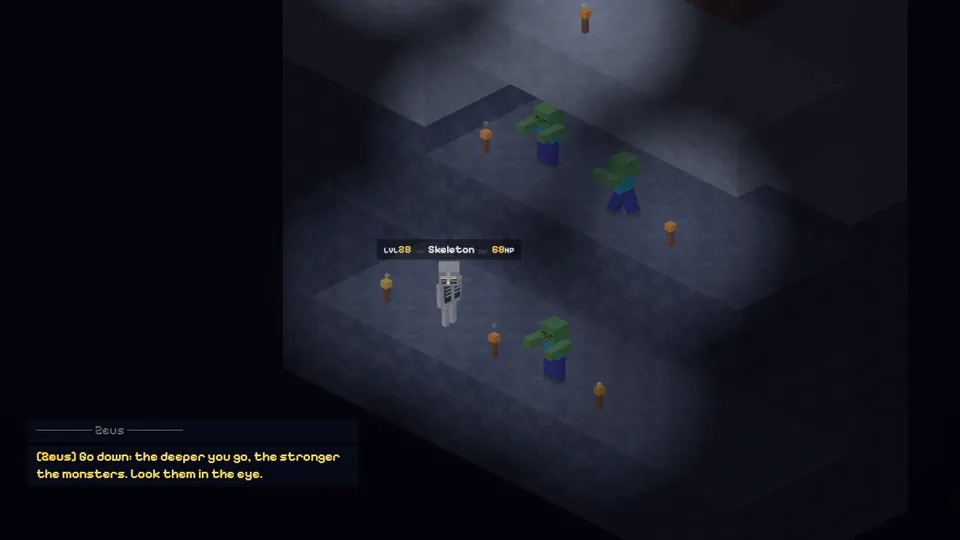 Level nameplates appear over the mobs the player looks at